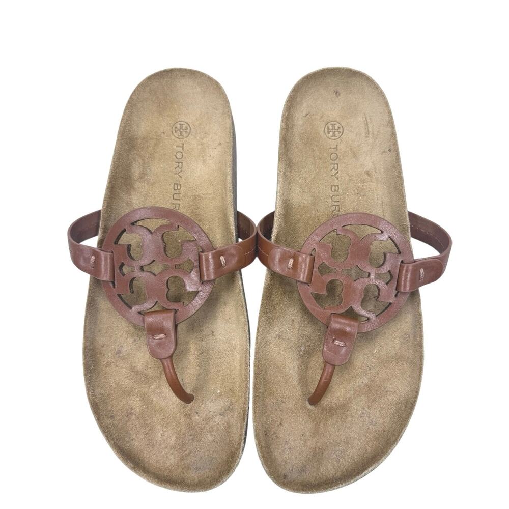 Tory Burch Miller Cloud Calf Leather Cork Brown Size 8.5